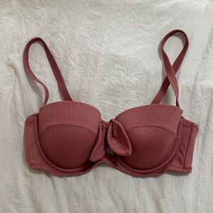 Elegant Pink Bow-Accent Bikini Top